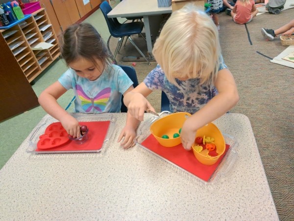 Two students engaged in a learning activity.